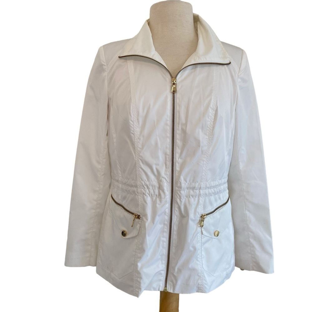 Caché lightweight jacket ecru white & gold hardware windbreaker zipper small